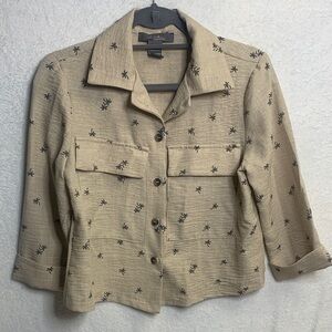 Notations Beige Embroidered Utility Jacket